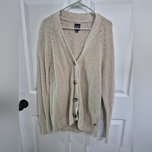 GAP Tan Cardigan Sweater with Knit Texture